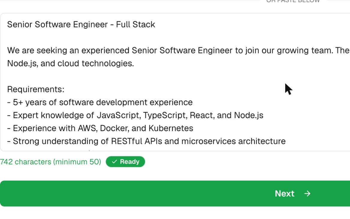 Job posting on laptop screen